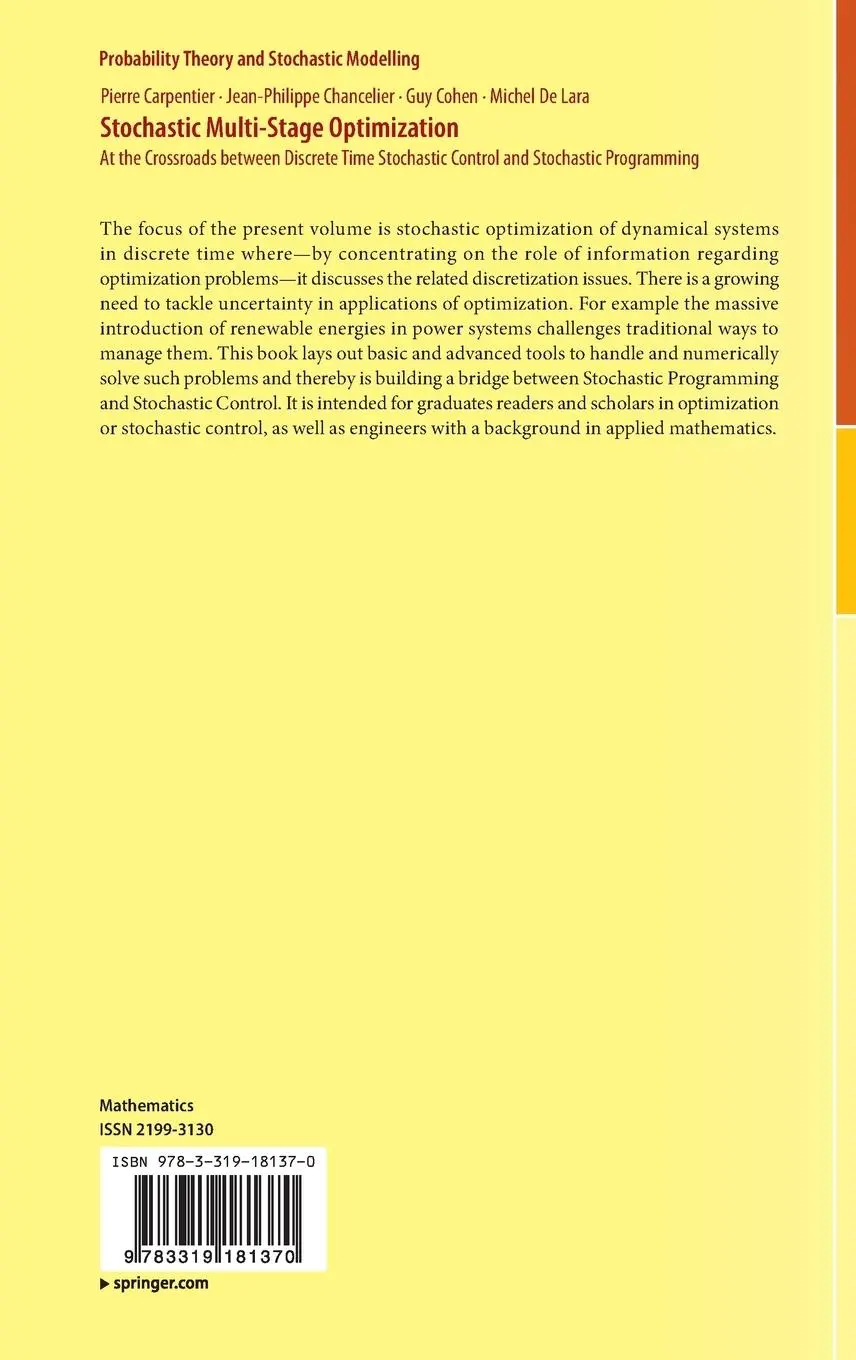 Rückseite: 9783319181370 | Stochastic Multi-Stage Optimization | Pierre Carpentier (u. a.) | Buch