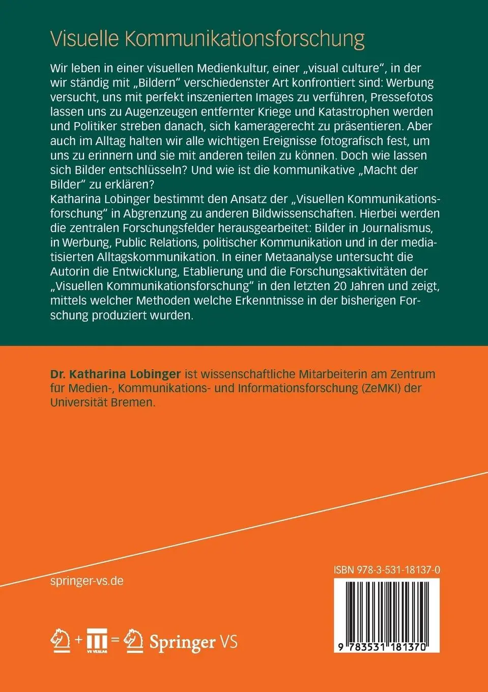 Rückseite: 9783531181370 | Visuelle Kommunikationsforschung | Katharina Lobinger | Taschenbuch