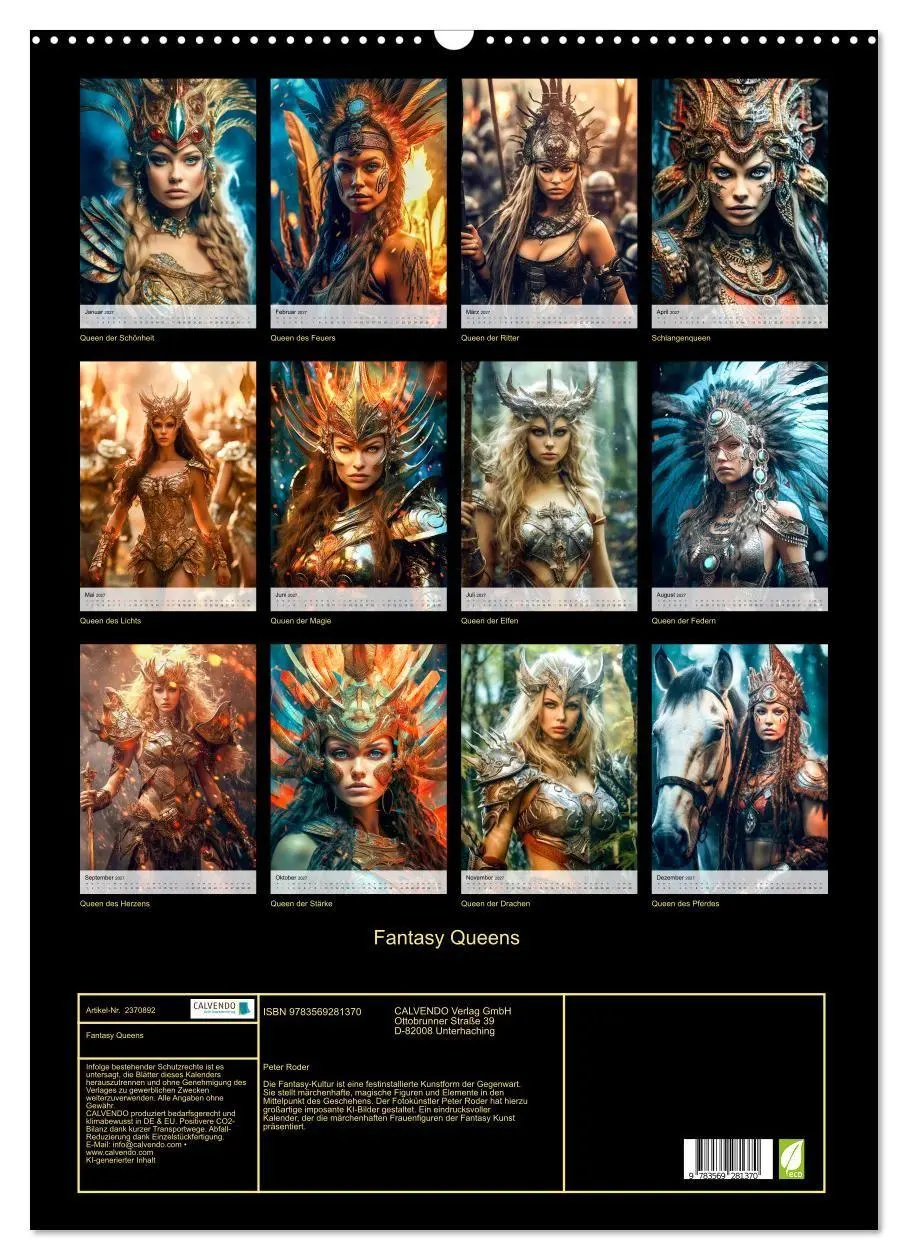 Bild: 9783569281370 | Fantasy Queens (Wandkalender 2027 DIN A2 hoch), CALVENDO...