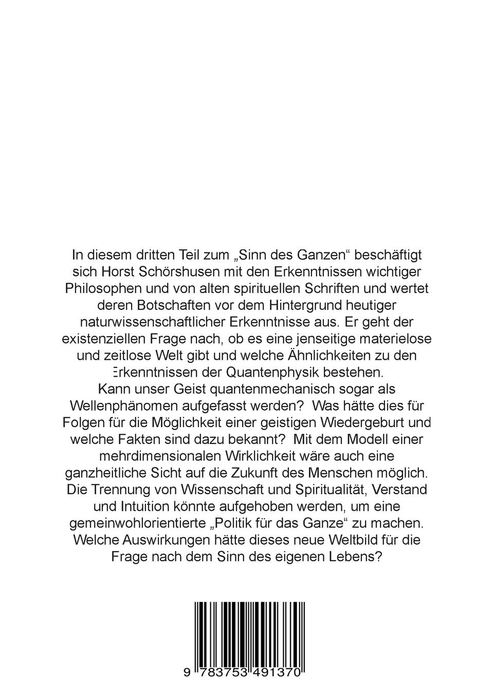 Rückseite: 9783753491370 | Die spirituelle Evolution des Menschen | Der Sinn des Ganzen III
