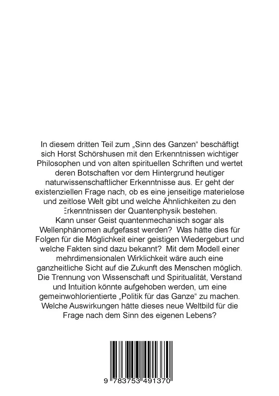 Rückseite: 9783753491370 | Die spirituelle Evolution des Menschen | Der Sinn des Ganzen III