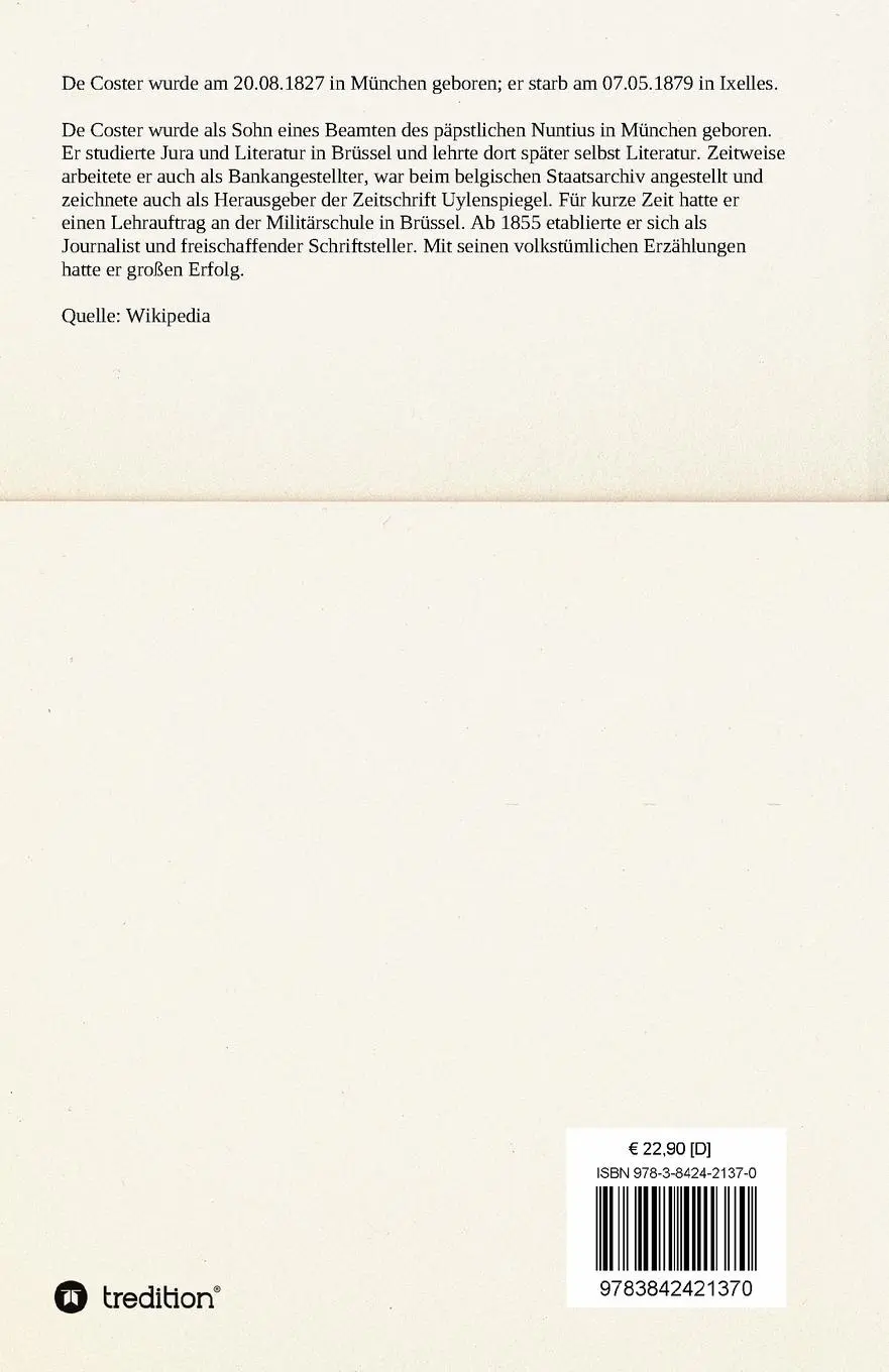 Rückseite: 9783842421370 | Ulenspiegel | Charles De Coster | Taschenbuch | Paperback | 516 S.
