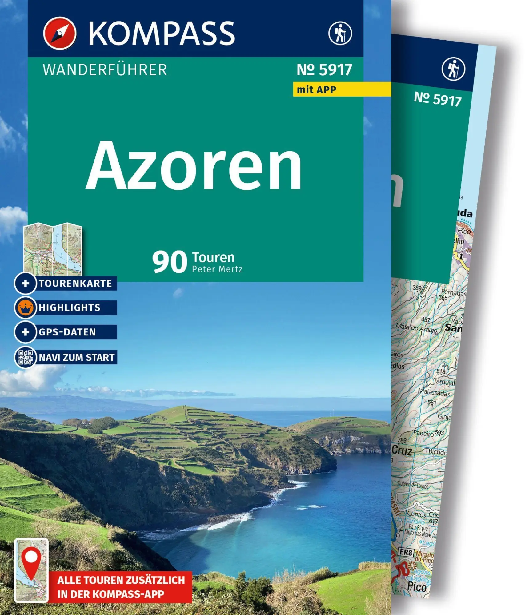 Cover: 9783991541370 | KOMPASS Wanderführer Azoren, 90 Touren mit Extra-Tourenkarte | Mertz