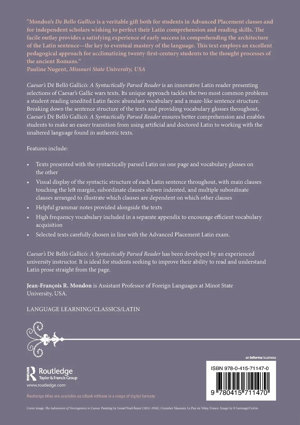 Rückseite: 9780415711470 | Caesar's D¿ Bell¿ Gallic¿ | A Syntactically Parsed Reader | Mondon