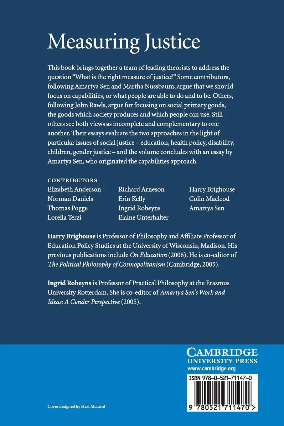 Rückseite: 9780521711470 | Measuring Justice | Harry Brighouse (u. a.) | Taschenbuch | Englisch