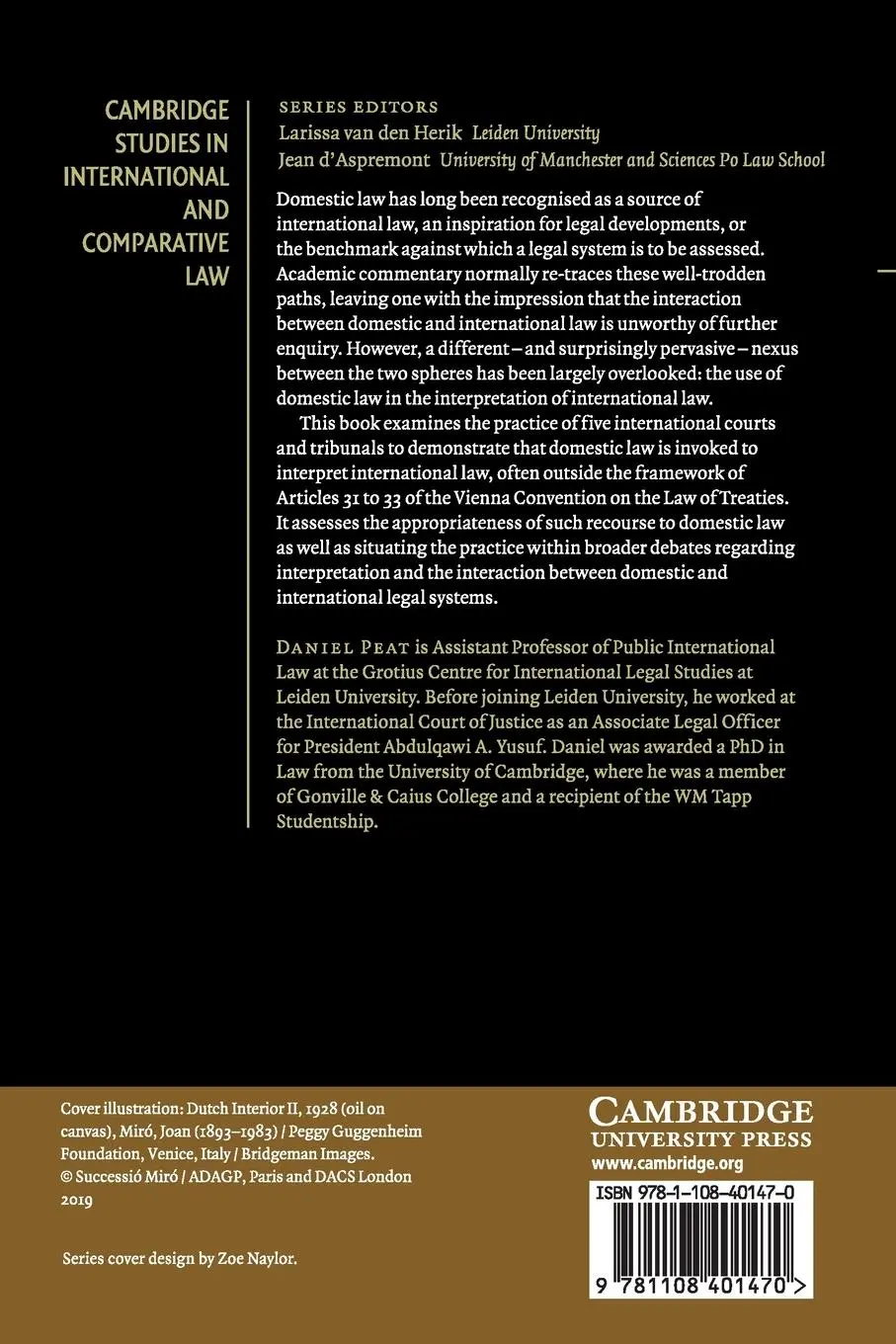 Rückseite: 9781108401470 | Comparative Reasoning in International Courts and Tribunals | Peat