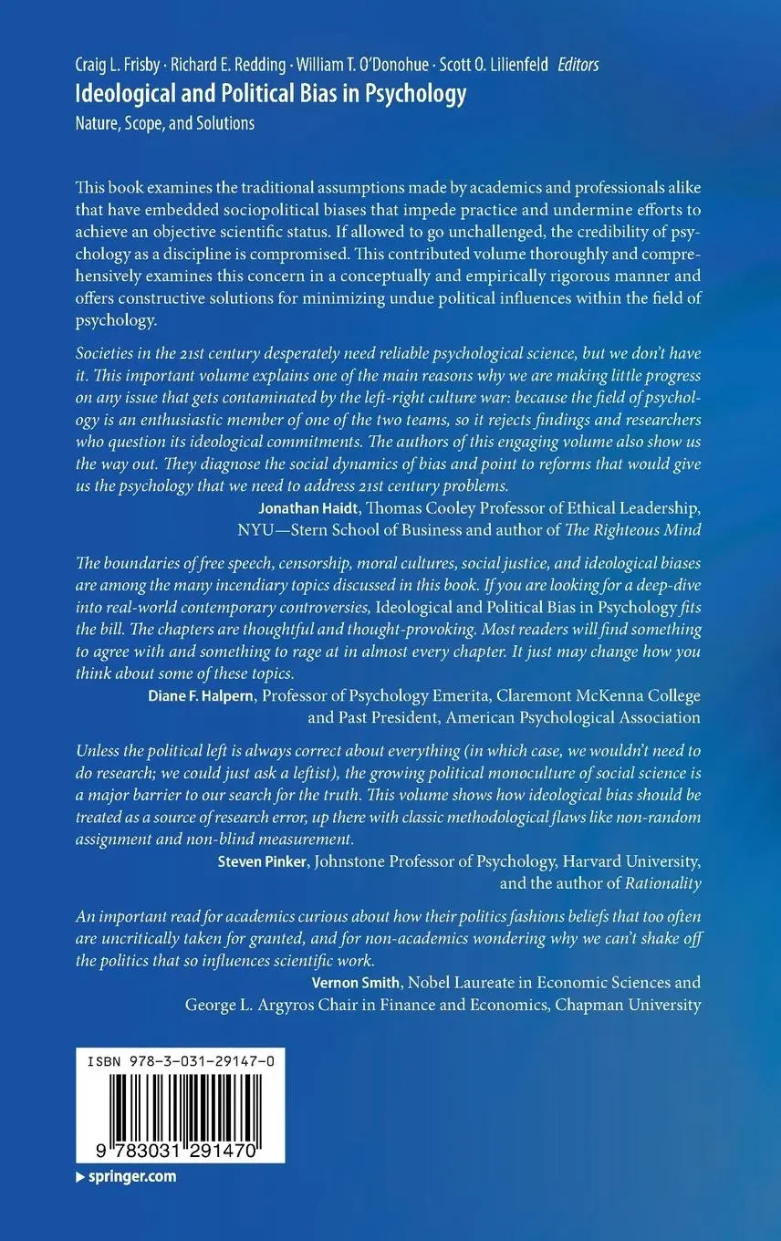 Rückseite: 9783031291470 | Ideological and Political Bias in Psychology | Craig L. Frisby (u. a.)