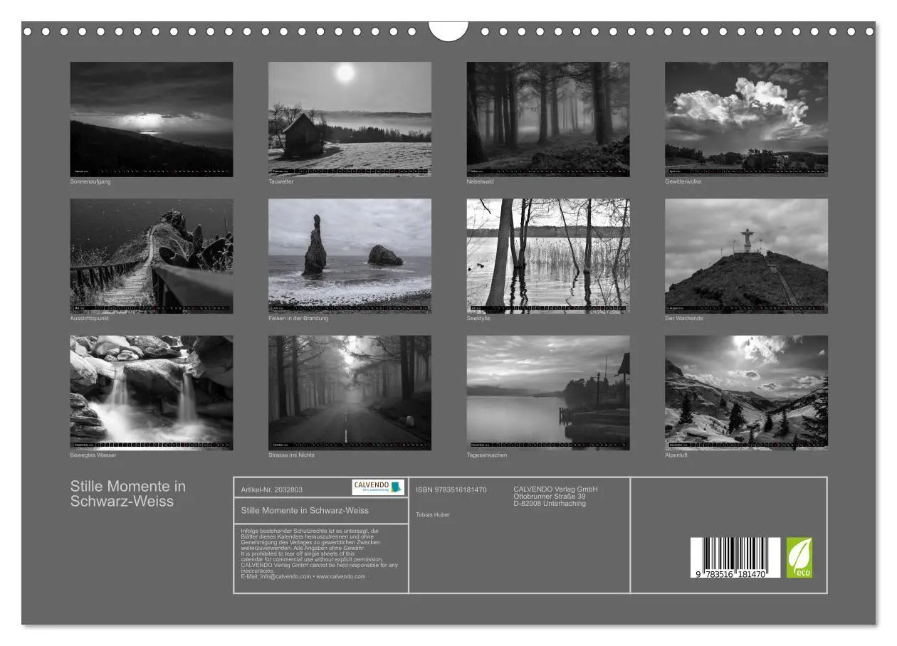 Bild: 9783516181470 | Stille Momente in Schwarz-Weiss (Wandkalender 2026 DIN A3 quer),...