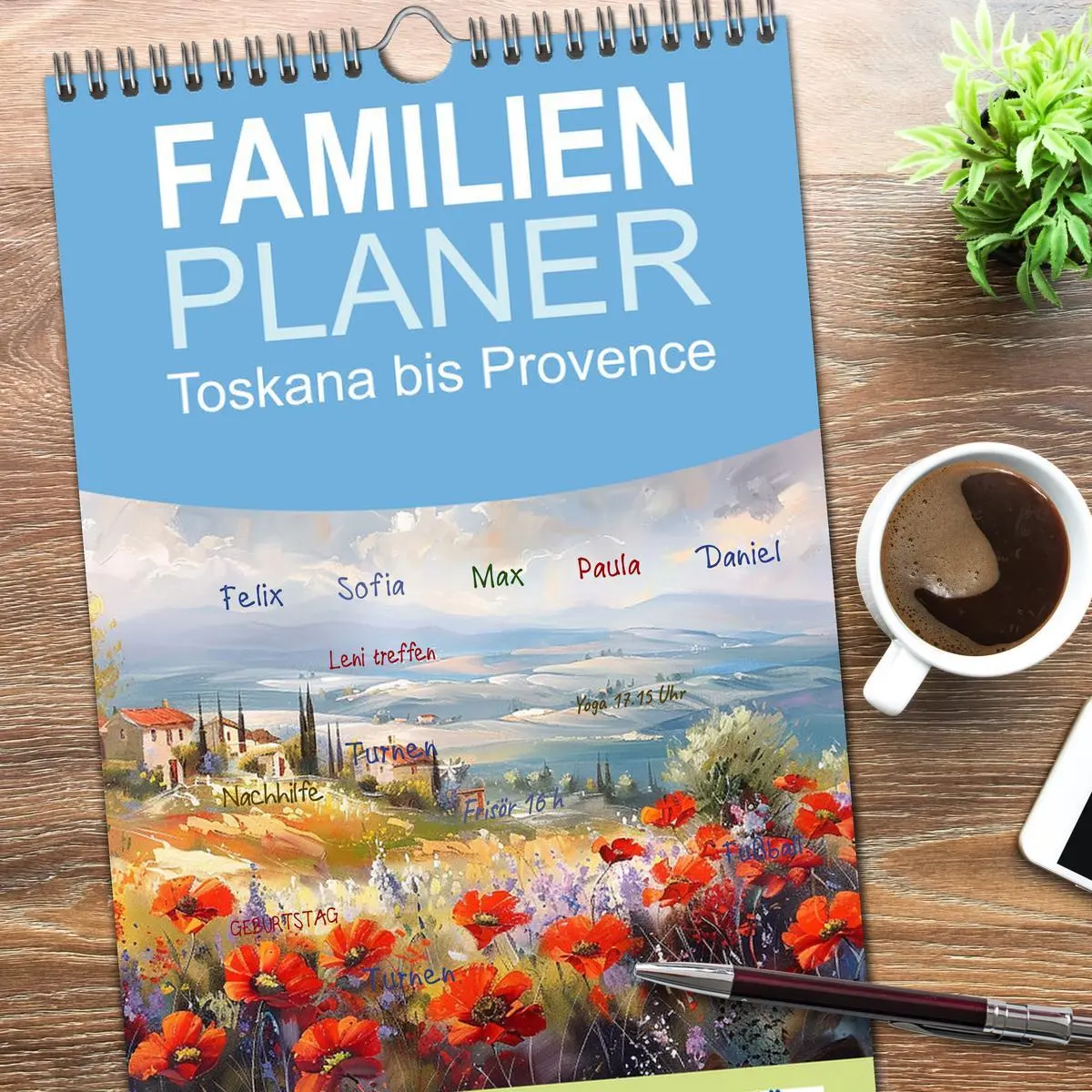 Bild: 9783516491470 | Familienplaner 2026 - Toskana bis Provence mit 5 Spalten...