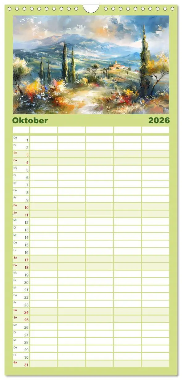 Bild: 9783516491470 | Familienplaner 2026 - Toskana bis Provence mit 5 Spalten...
