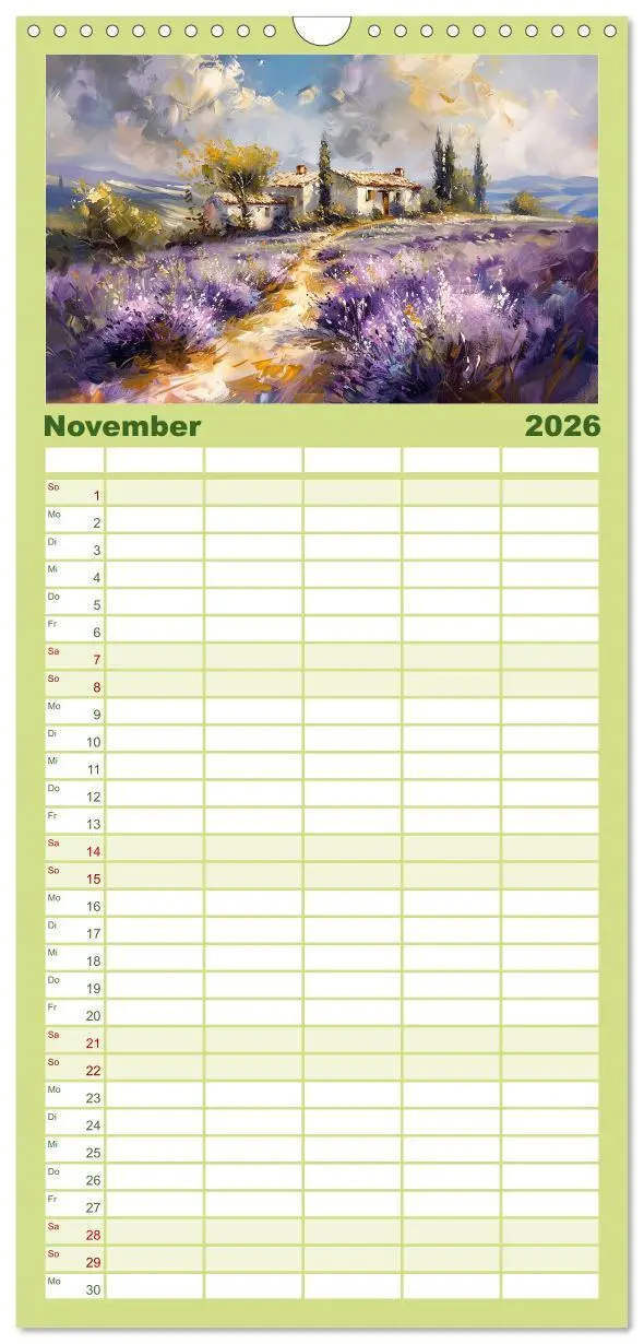Bild: 9783516491470 | Familienplaner 2026 - Toskana bis Provence mit 5 Spalten...