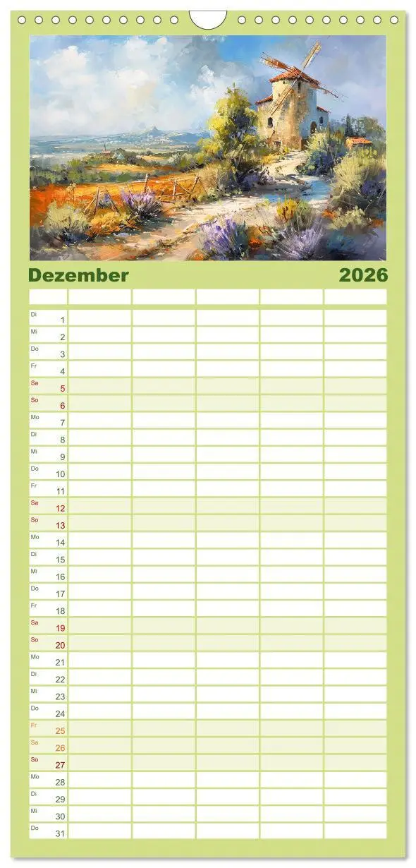 Bild: 9783516491470 | Familienplaner 2026 - Toskana bis Provence mit 5 Spalten...