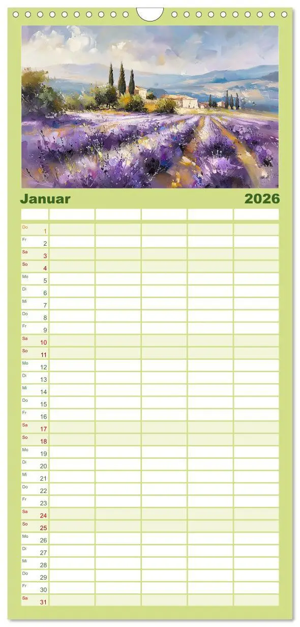Bild: 9783516491470 | Familienplaner 2026 - Toskana bis Provence mit 5 Spalten...