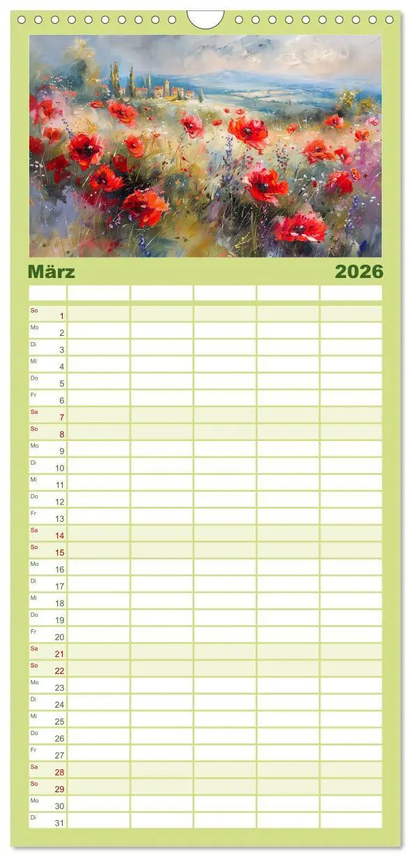 Bild: 9783516491470 | Familienplaner 2026 - Toskana bis Provence mit 5 Spalten...