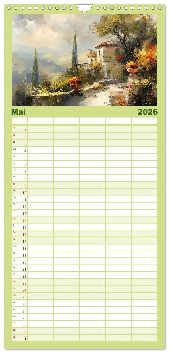 Bild: 9783516491470 | Familienplaner 2026 - Toskana bis Provence mit 5 Spalten...