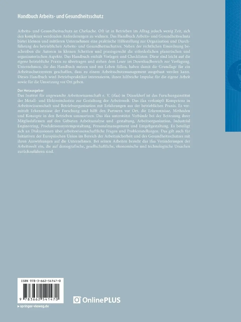 Rückseite: 9783662541470 | Handbuch Arbeits- und Gesundheitsschutz | Arbeitswi | Taschenbuch | ix