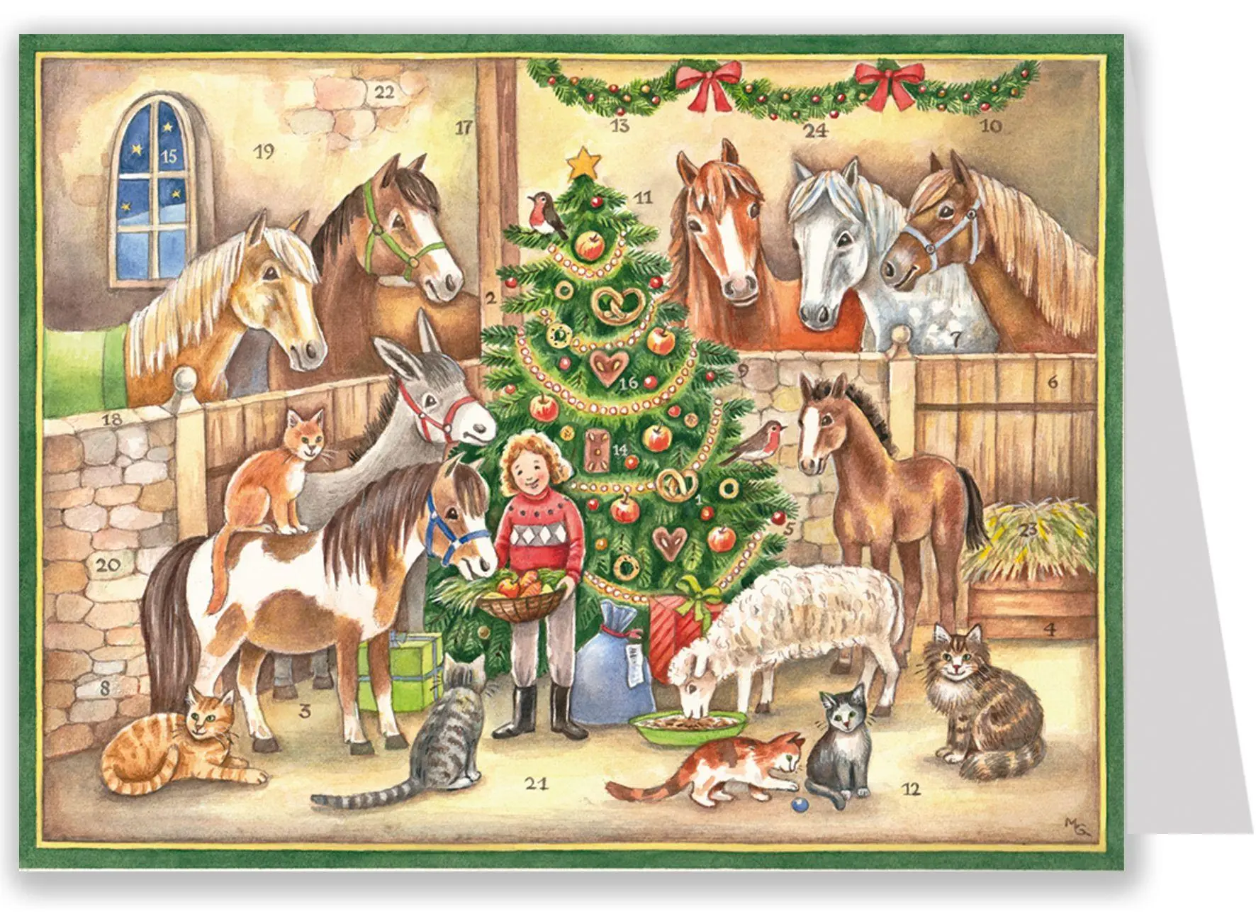Cover: 4025985401570 | Postkarten-Adventskalender "Im Stall" | Papier-Adventskalender