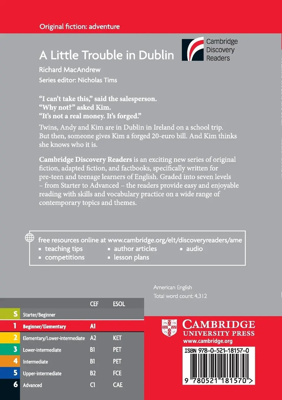 Rückseite: 9780521181570 | A Little Trouble in Dublin Level 1 Beginner/Elementary American...