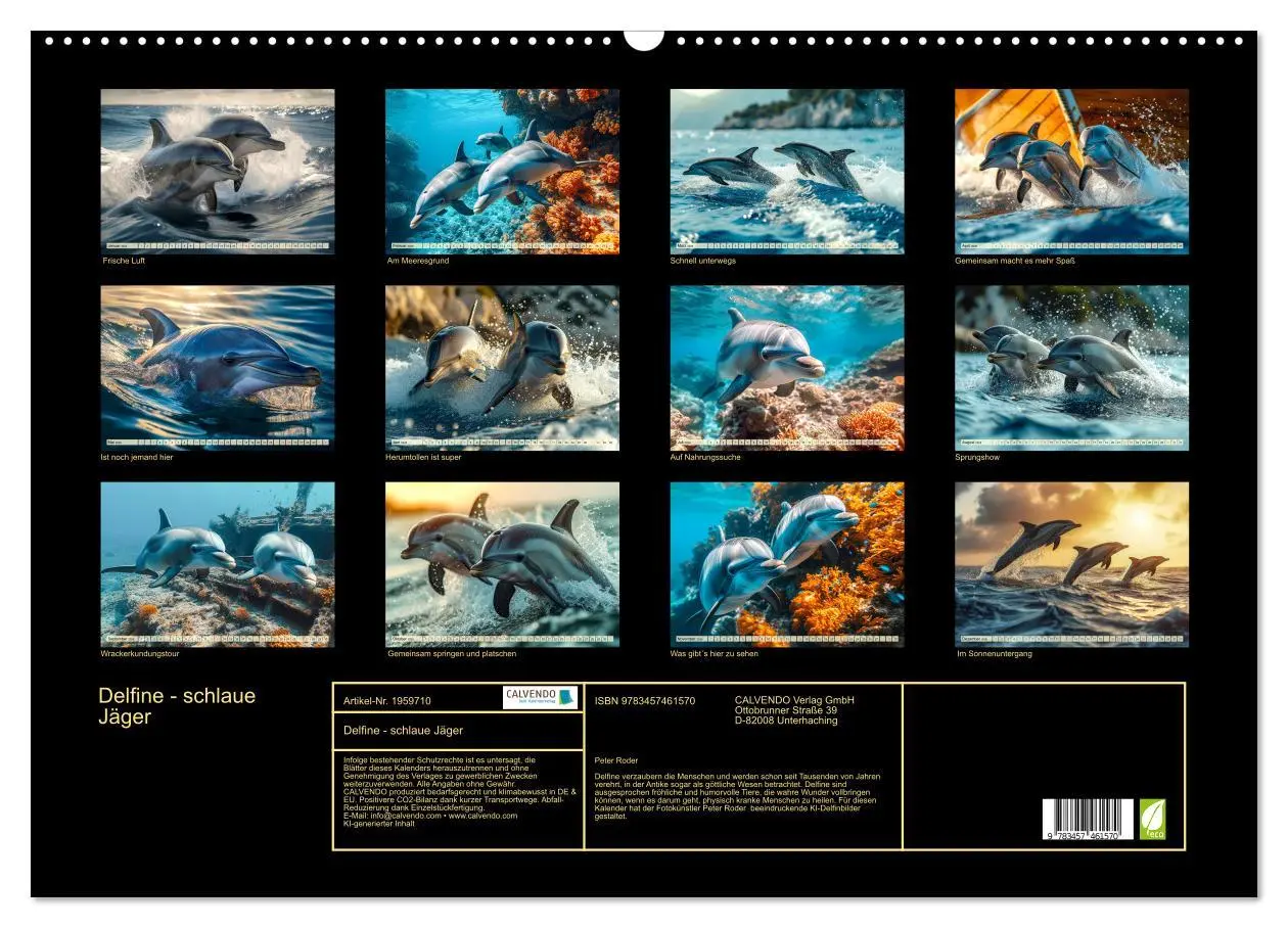 Bild: 9783457461570 | Delfine - schlaue Jäger (Wandkalender 2026 DIN A2 quer), CALVENDO...