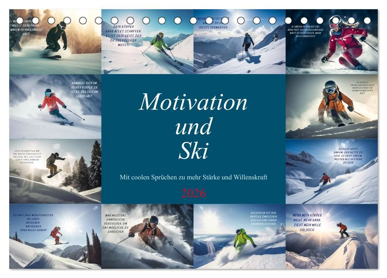 Cover: 9783457531570 | Motivation und Ski (Tischkalender 2026 DIN A5 quer), CALVENDO...