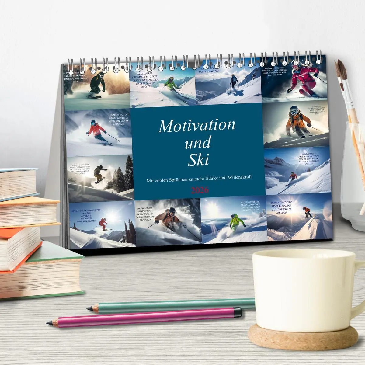Bild: 9783457531570 | Motivation und Ski (Tischkalender 2026 DIN A5 quer), CALVENDO...