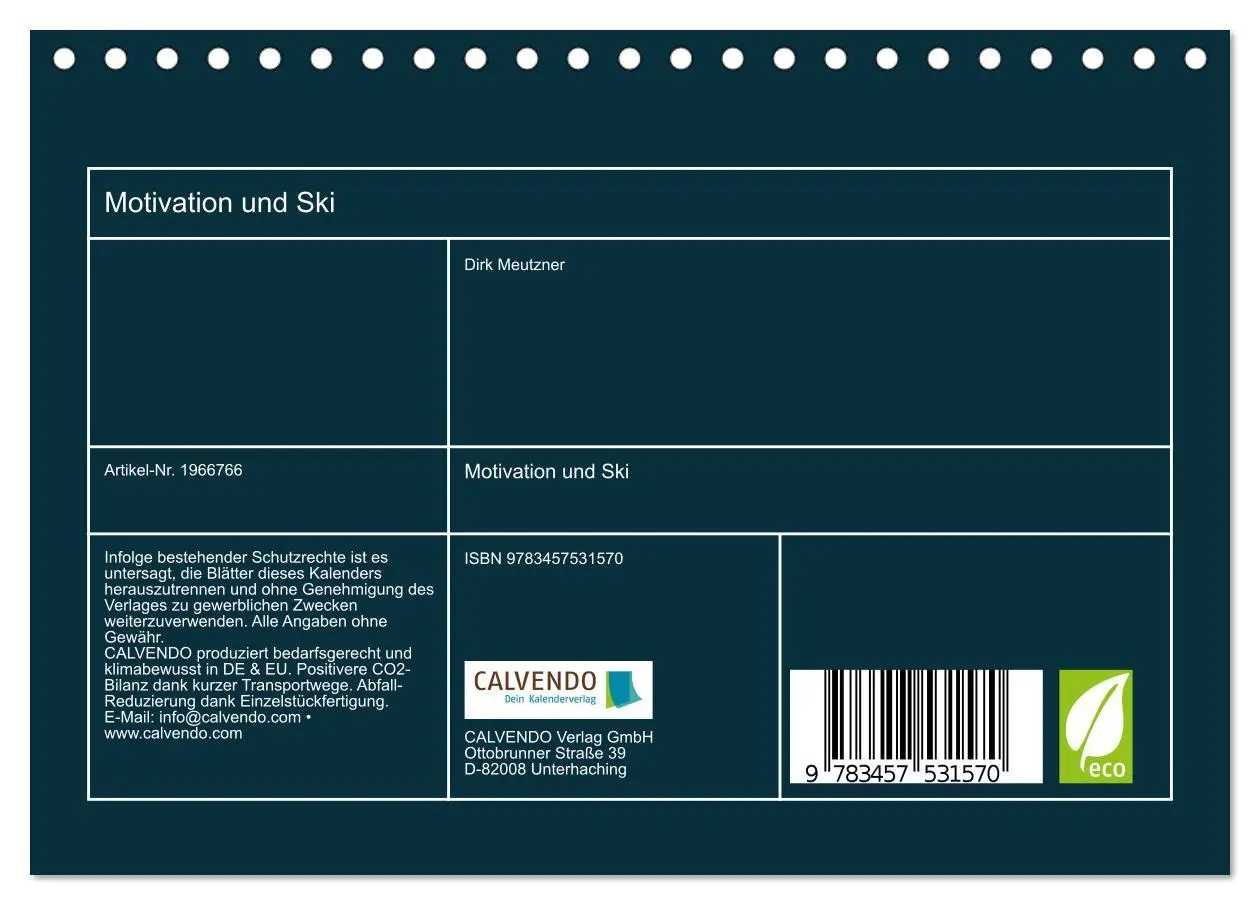 Bild: 9783457531570 | Motivation und Ski (Tischkalender 2026 DIN A5 quer), CALVENDO...