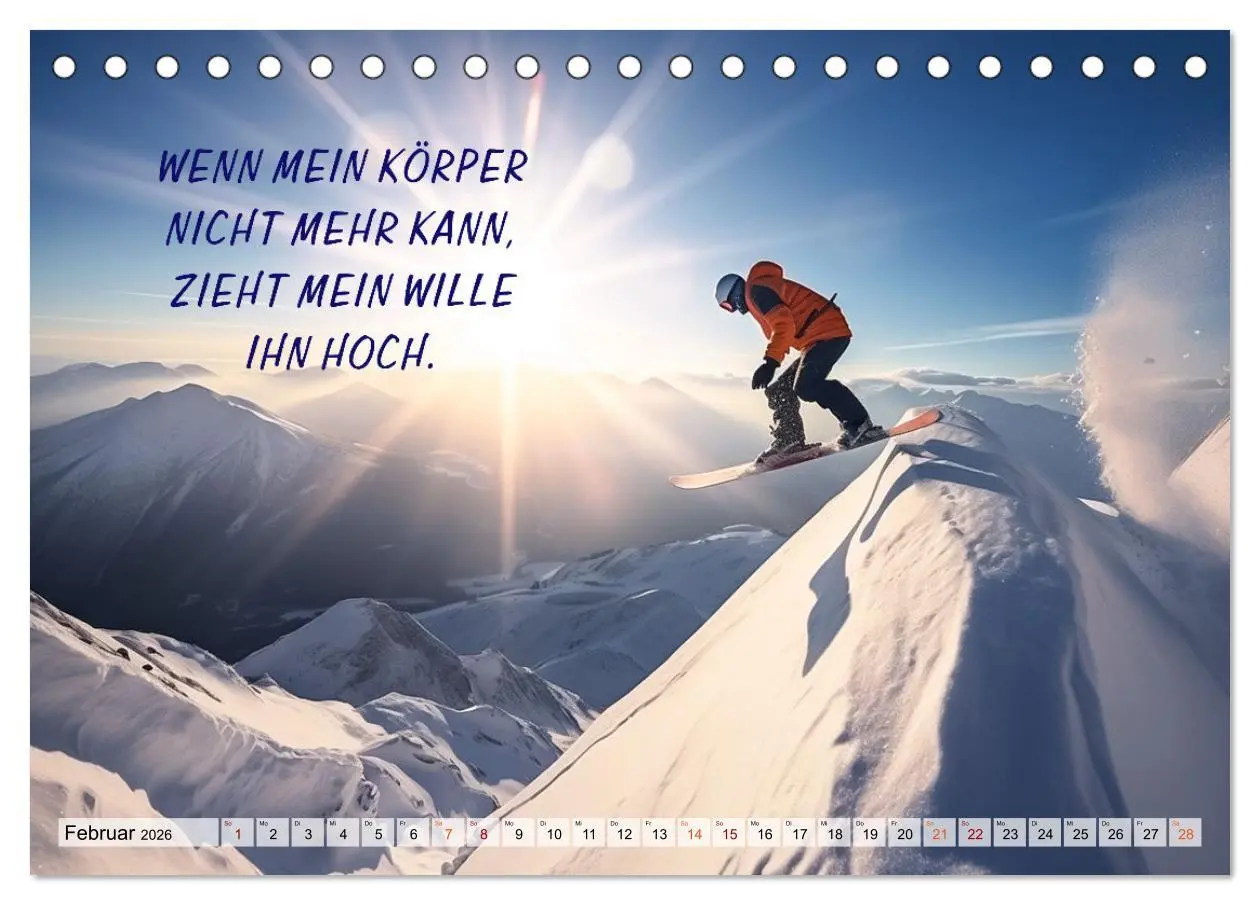 Bild: 9783457531570 | Motivation und Ski (Tischkalender 2026 DIN A5 quer), CALVENDO...