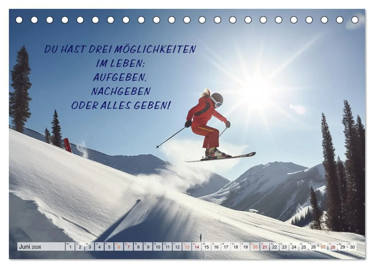 Bild: 9783457531570 | Motivation und Ski (Tischkalender 2026 DIN A5 quer), CALVENDO...