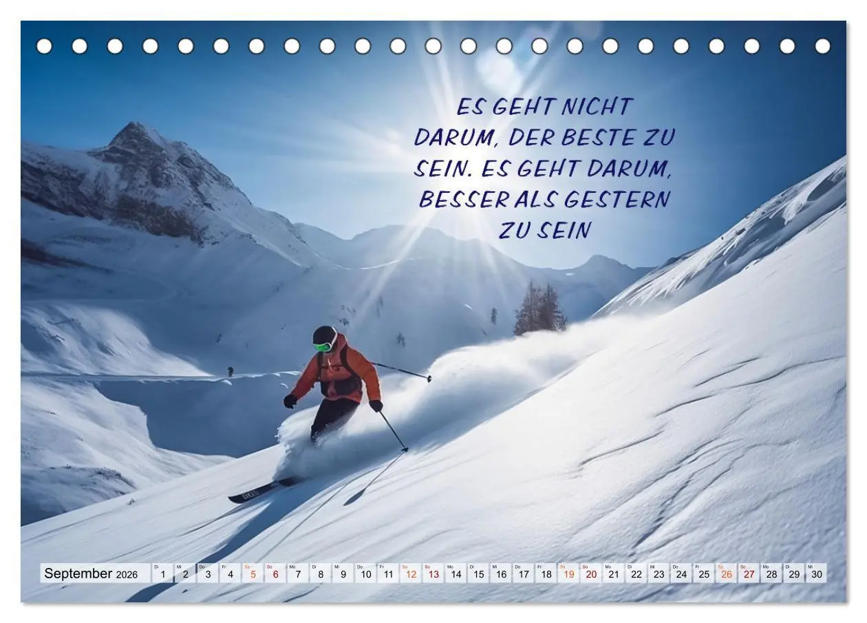 Bild: 9783457531570 | Motivation und Ski (Tischkalender 2026 DIN A5 quer), CALVENDO...