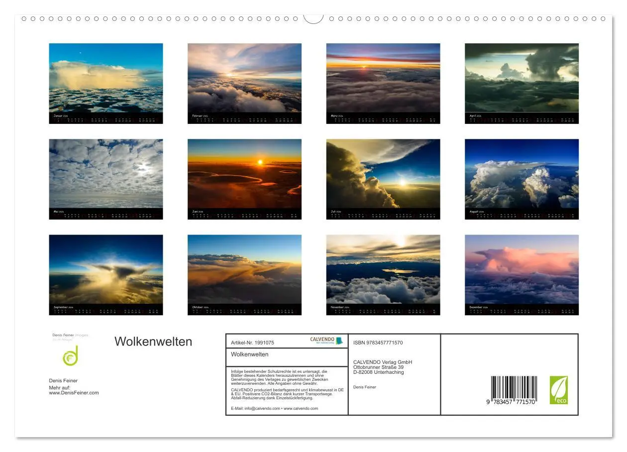 Bild: 9783457771570 | Wolkenwelten (hochwertiger Premium Wandkalender 2026 DIN A2 quer),...