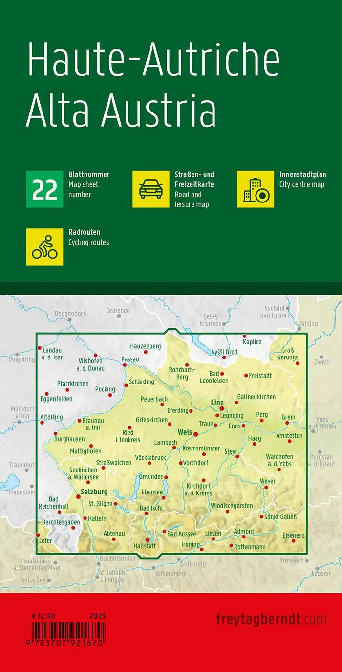 Rückseite: 9783707921670 | Oberösterreich, Straßen- und Freizeitkarte 1:150.000, freytag &amp; berndt