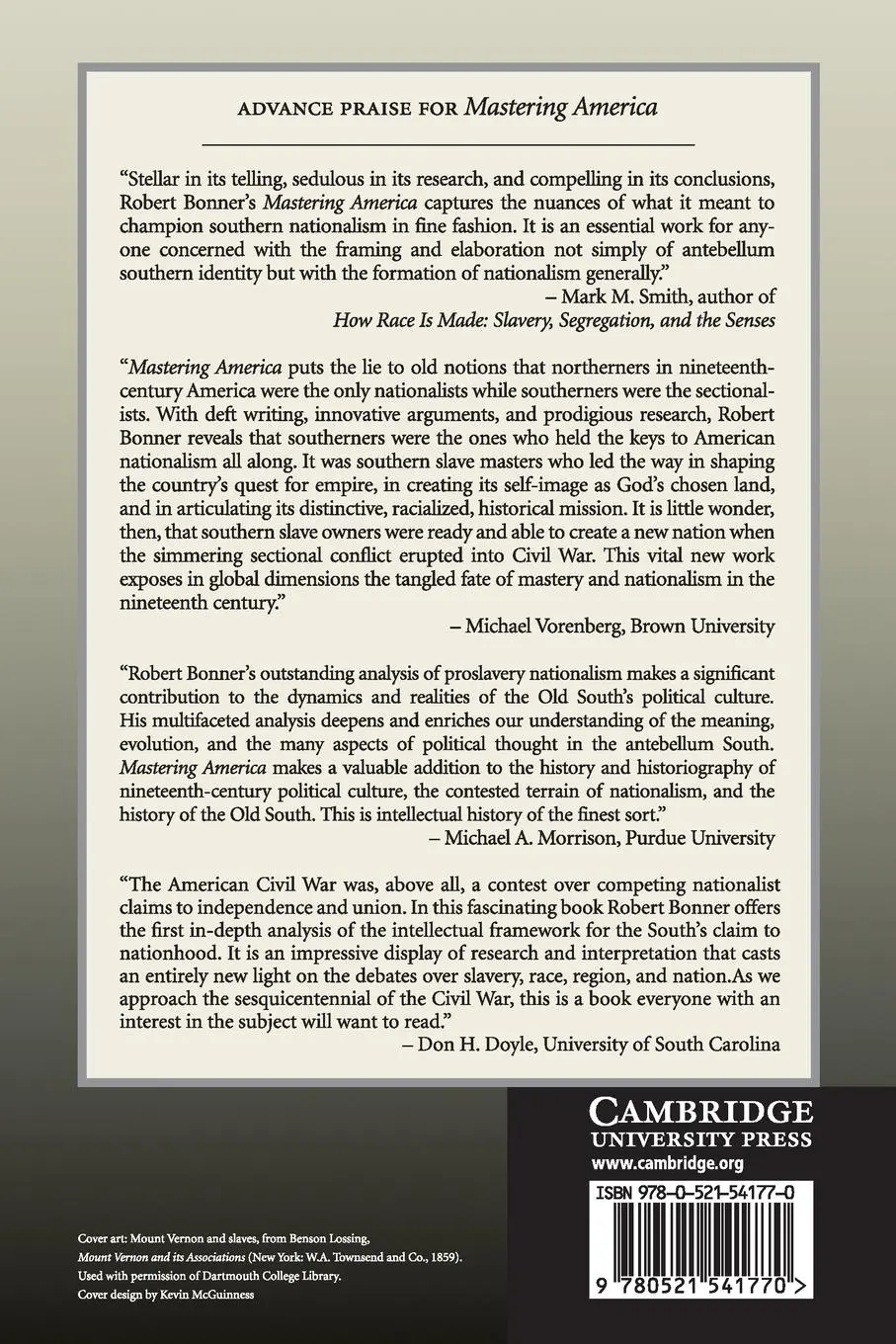 Rückseite: 9780521541770 | Mastering America | Robert Bonner | Taschenbuch | Englisch | 2009