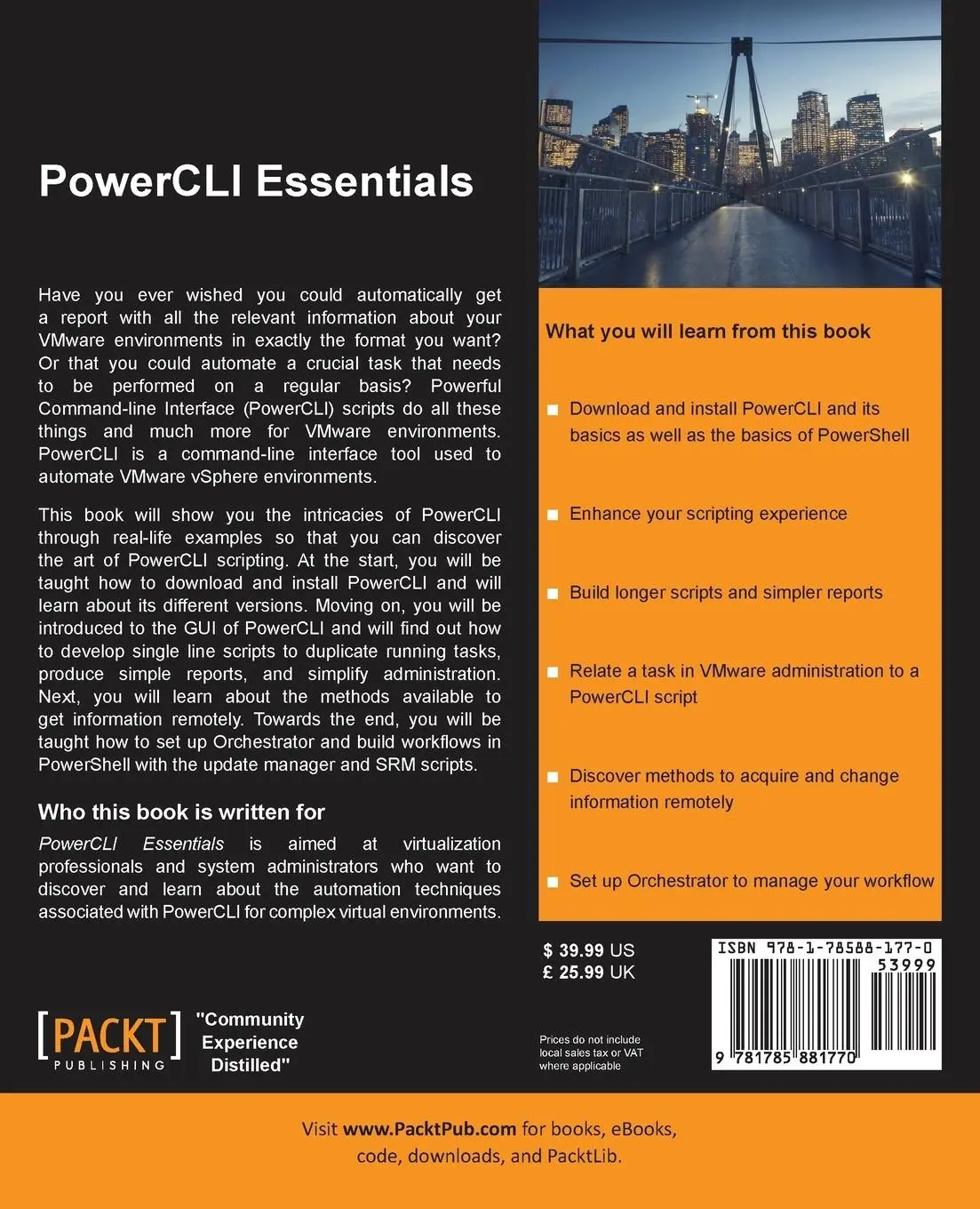 Rückseite: 9781785881770 | PowerCLI Essentials | Chris Halverson | Taschenbuch | Englisch | 2016