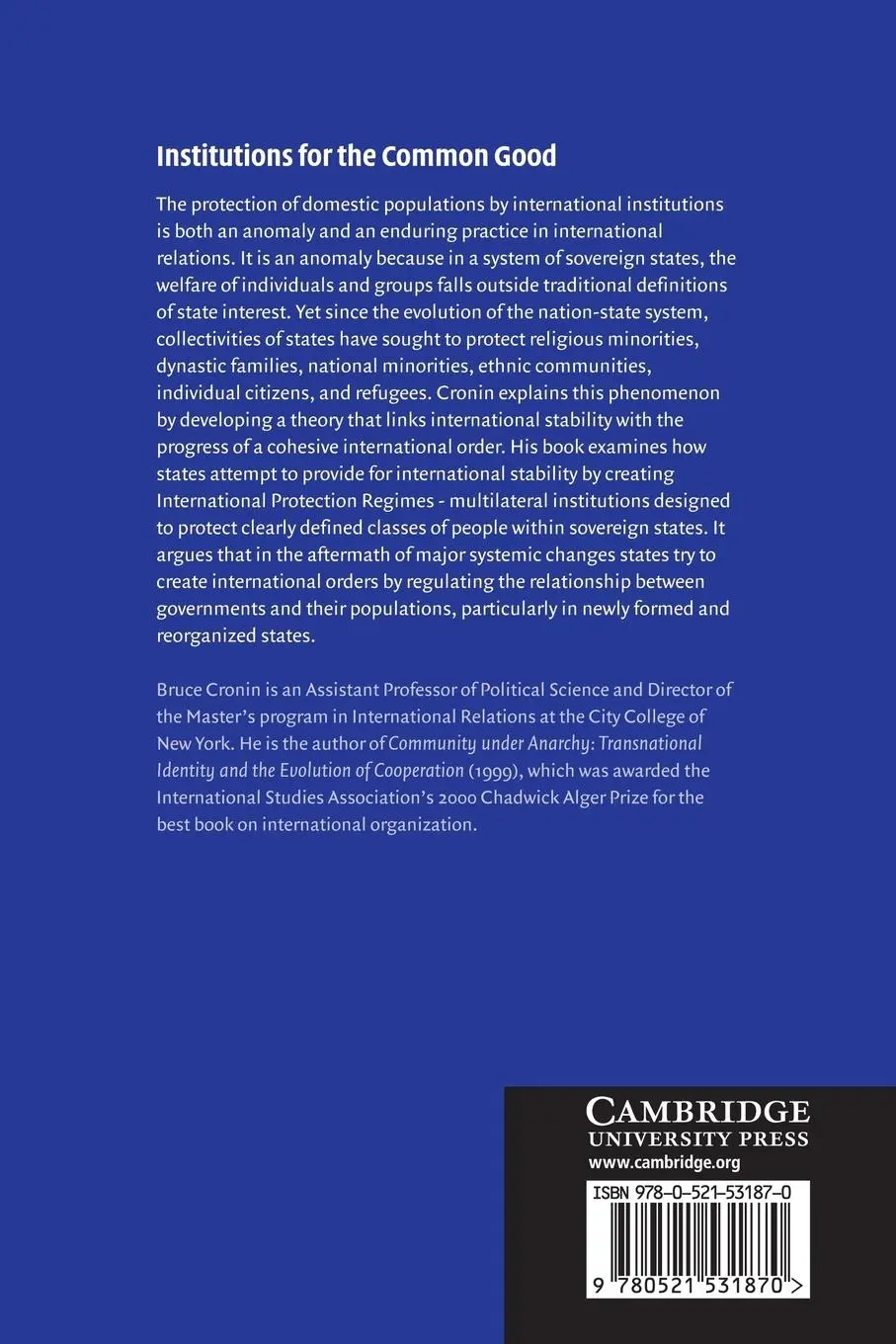 Rückseite: 9780521531870 | Institutions for the Common Good | Thomas J. Biersteker (u. a.) | Buch