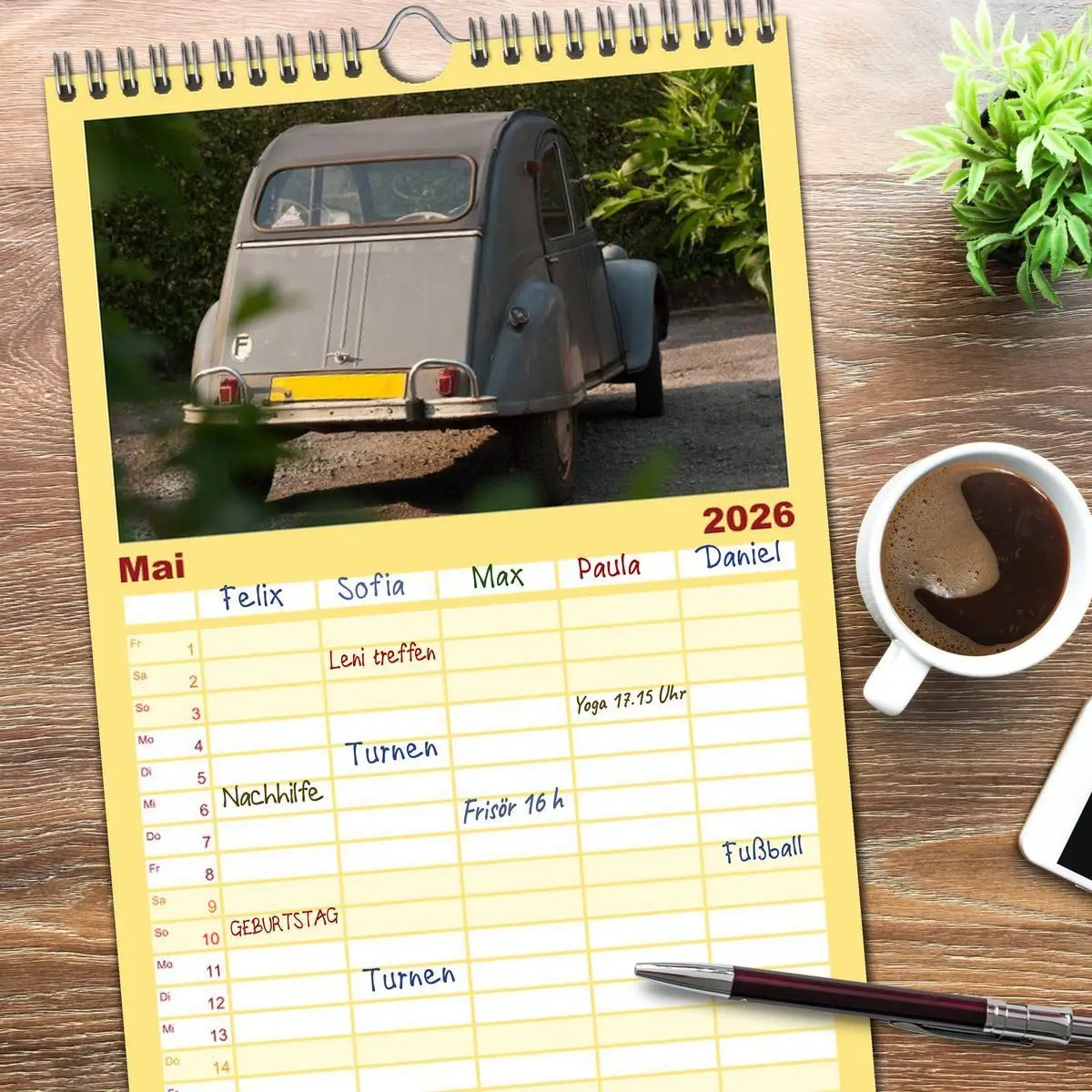 Bild: 9783516521870 | Familienplaner 2026 - Kultauto Ente Citroën 2CV mit 5 Spalten...