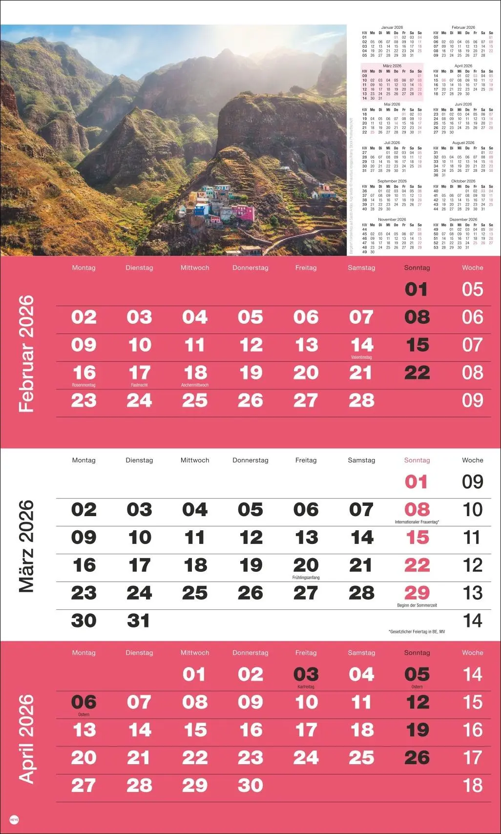 Bild: 9783756411870 | 3-Monatsplaner Foto Traumziele 2026 | Heye | Kalender | Spiralbindung