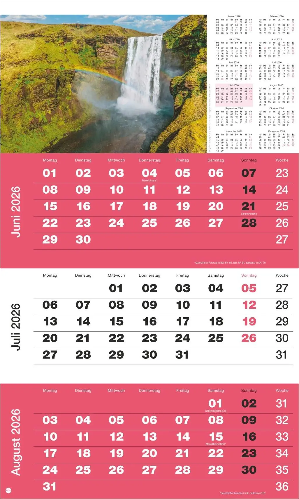 Bild: 9783756411870 | 3-Monatsplaner Foto Traumziele 2026 | Heye | Kalender | Spiralbindung