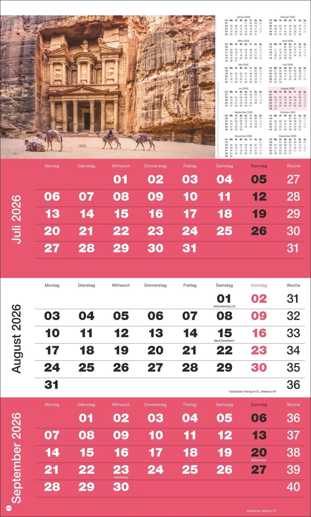 Bild: 9783756411870 | 3-Monatsplaner Foto Traumziele 2026 | Heye | Kalender | Spiralbindung