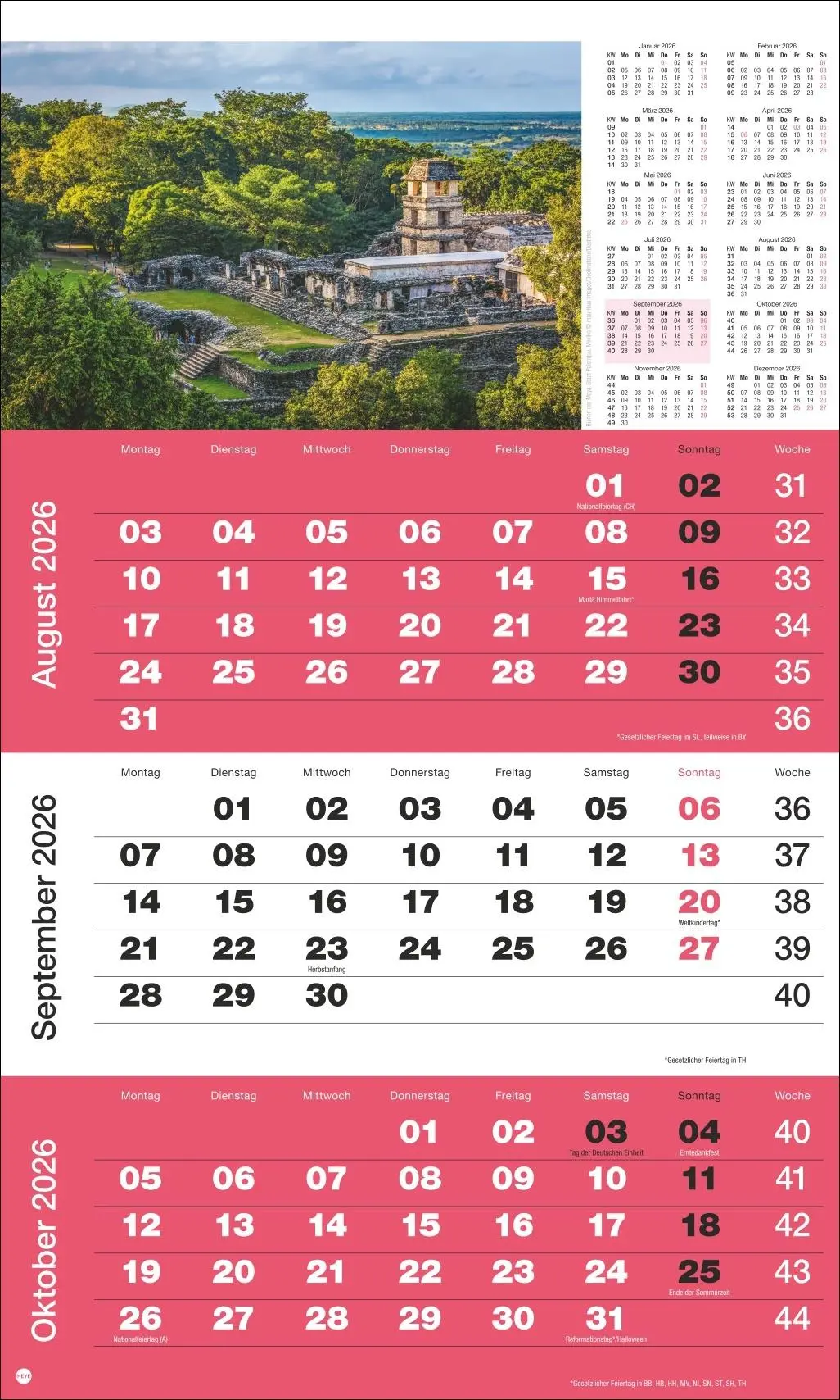 Bild: 9783756411870 | 3-Monatsplaner Foto Traumziele 2026 | Heye | Kalender | Spiralbindung