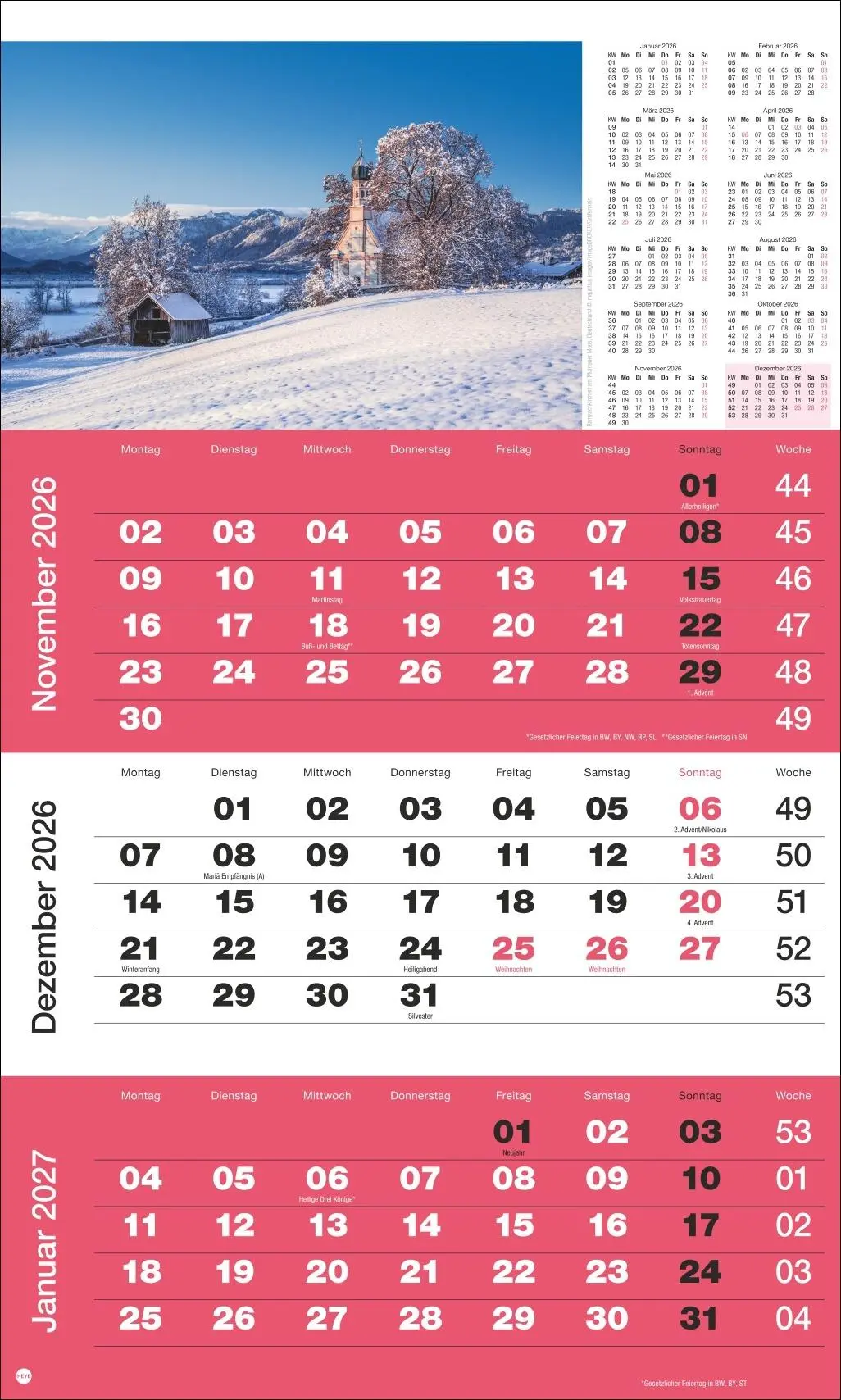 Bild: 9783756411870 | 3-Monatsplaner Foto Traumziele 2026 | Heye | Kalender | Spiralbindung