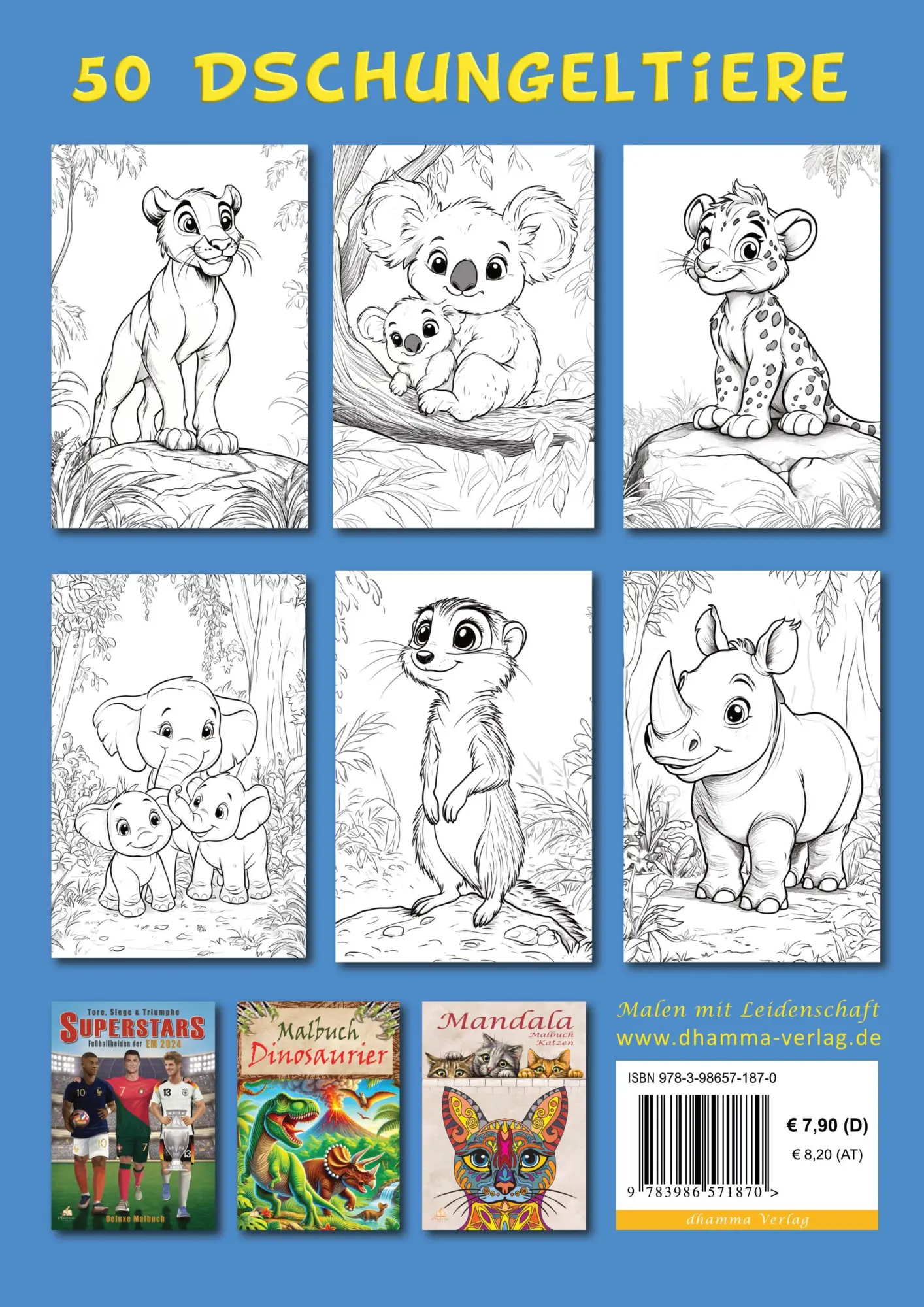 Rückseite: 9783986571870 | Dschungeltiere Malbuch | Josef Mickey Müller | Taschenbuch | 104 S.