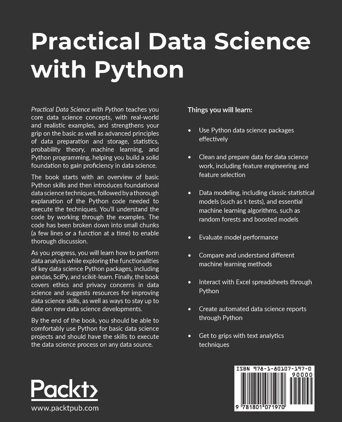 Rückseite: 9781801071970 | Practical Data Science with Python | Nathan George | Taschenbuch