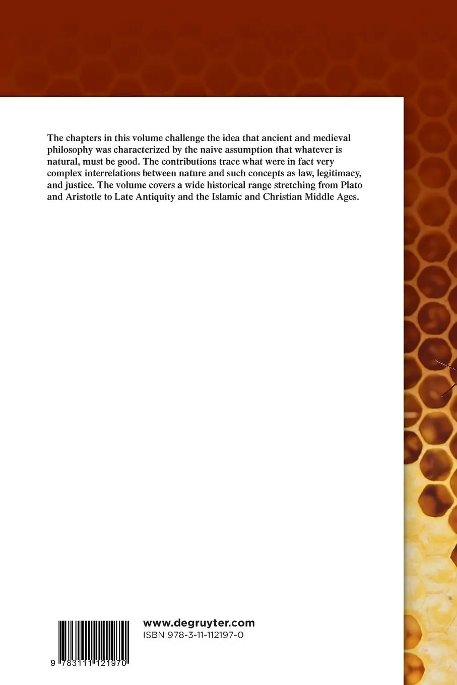 Rückseite: 9783111121970 | State and Nature | Studies in Ancient and Medieval Philosophy | Buch