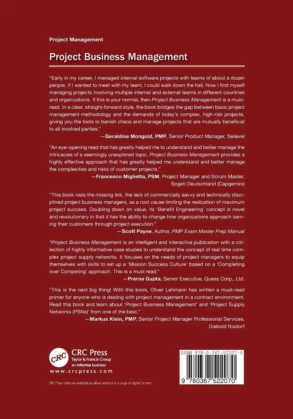 Rückseite: 9780367522070 | Project Business Management | Oliver F. Lehmann | Taschenbuch | 2020