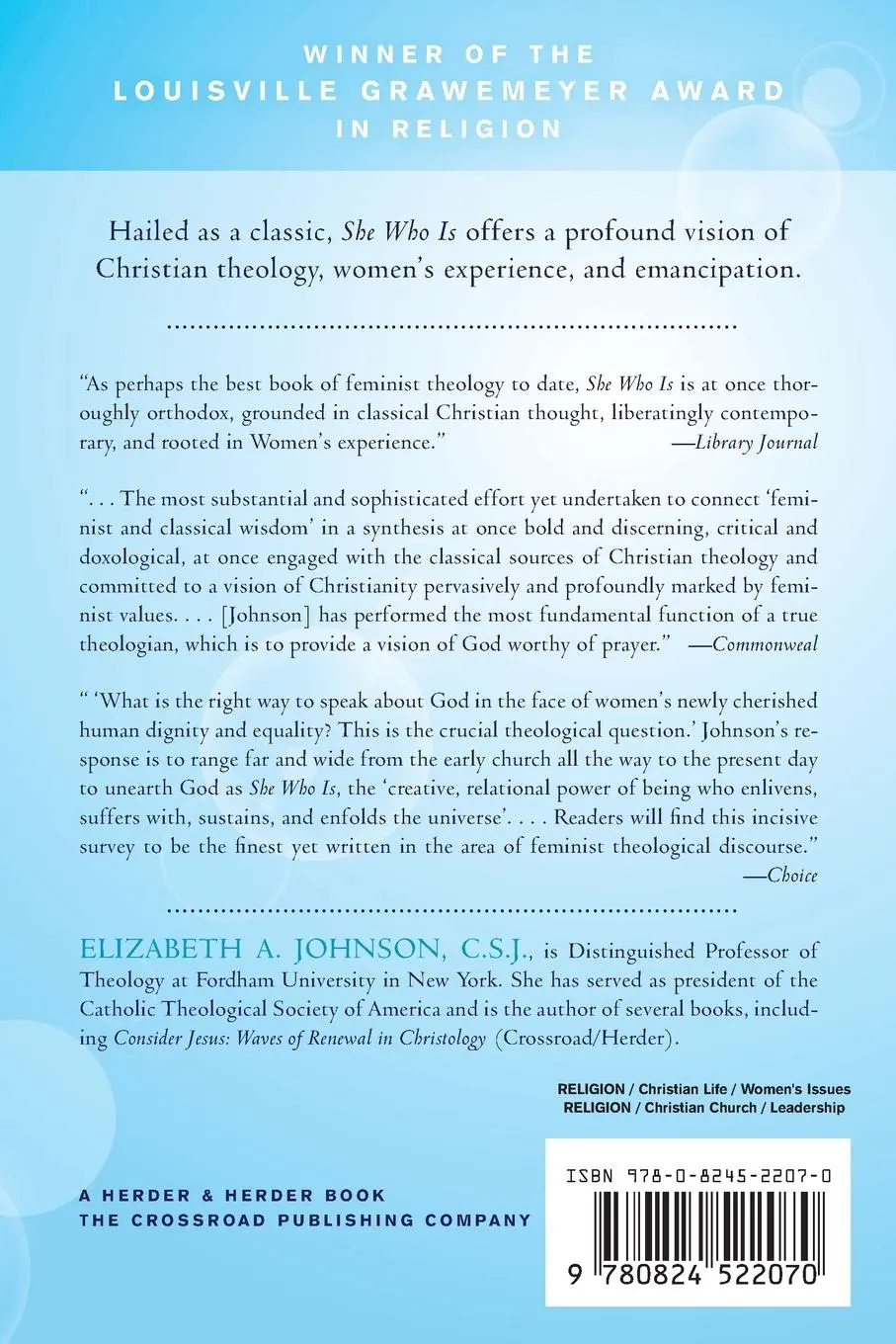 Rückseite: 9780824522070 | She Who Is | Elizabeth A. Johnson | Taschenbuch | Englisch | 1992