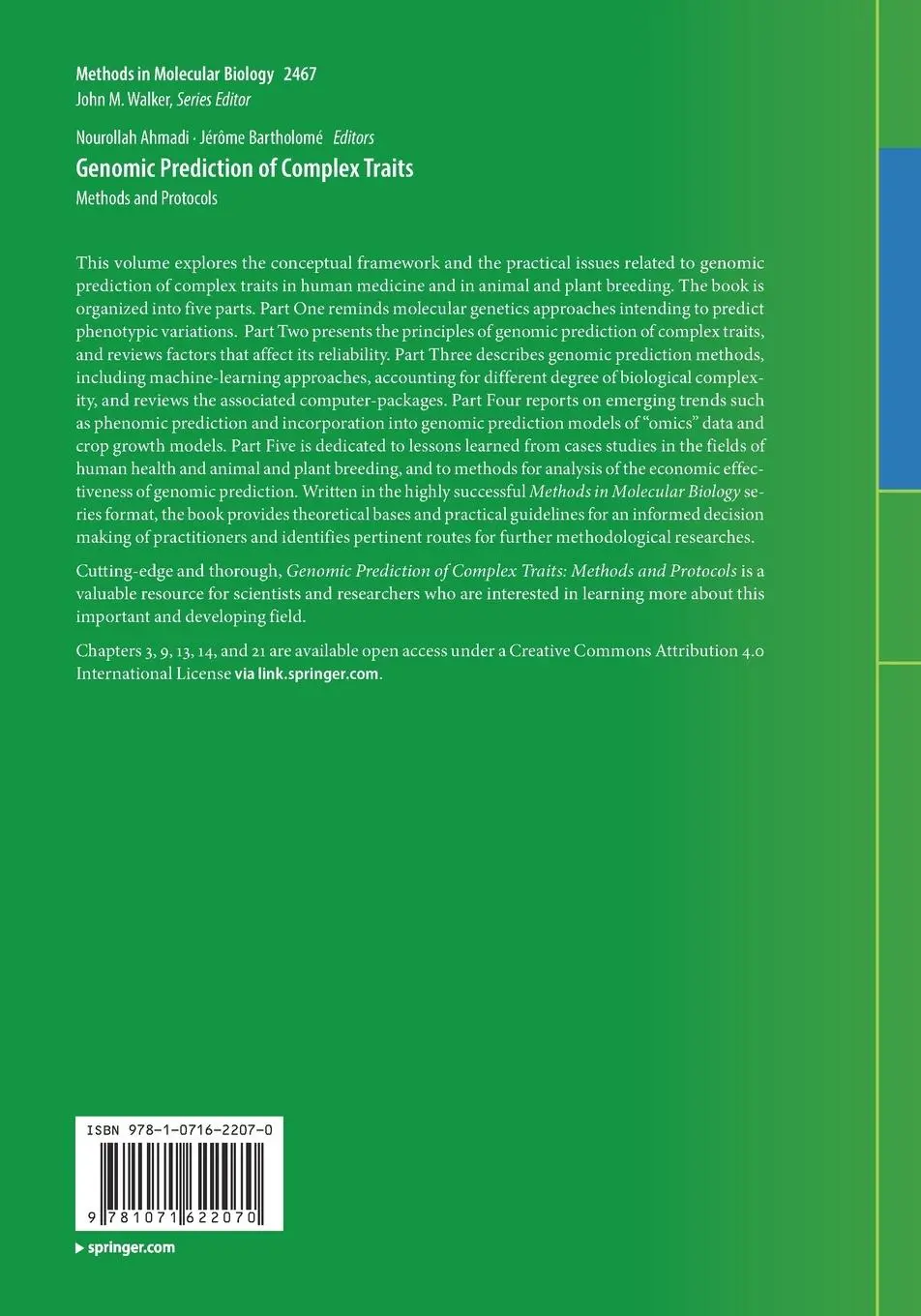 Rückseite: 9781071622070 | Genomic Prediction of Complex Traits | Methods and Protocols | Buch