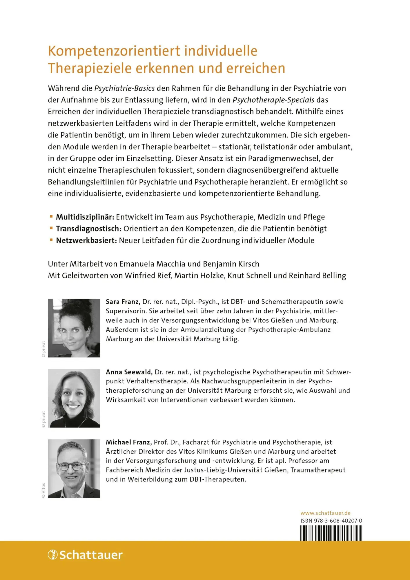 Rückseite: 9783608402070 | Psychotherapie-Specials in der Psychiatrie | Sara Franz (u. a.) | Buch