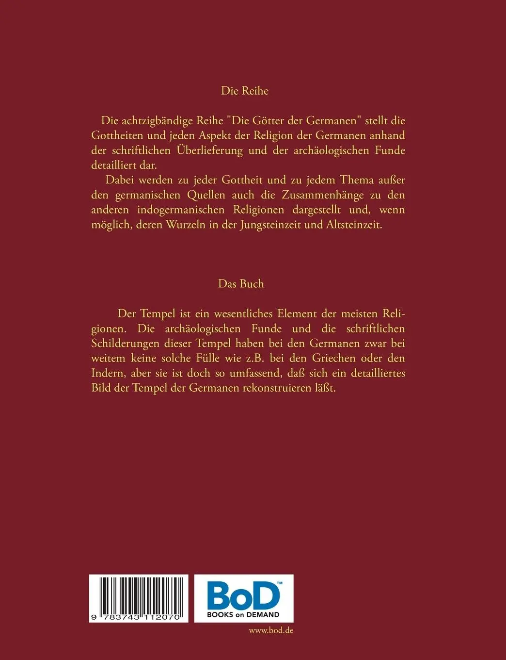 Rückseite: 9783743112070 | Der Tempel | Die Götter der Germanen - Band 56 | Harry Eilenstein