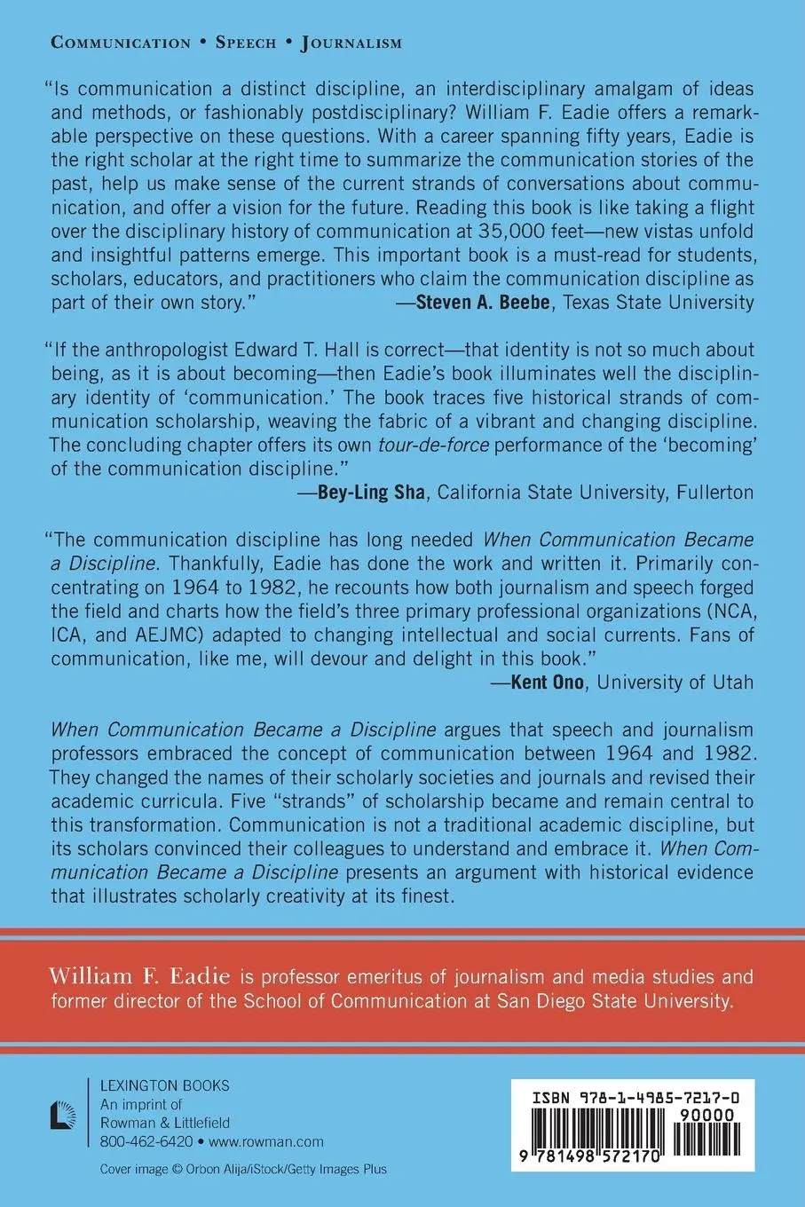Rückseite: 9781498572170 | When Communication Became a Discipline | William F. Eadie | Buch