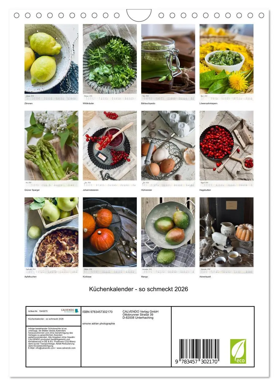 Bild: 9783457302170 | Küchenkalender - so schmeckt 2026 (Wandkalender 2026 DIN A4 hoch),...